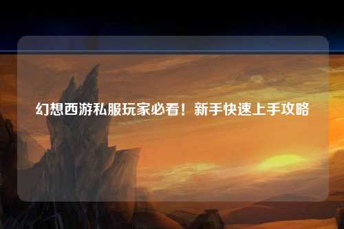 幻想西游私服玩家必看！新手快速上手攻略